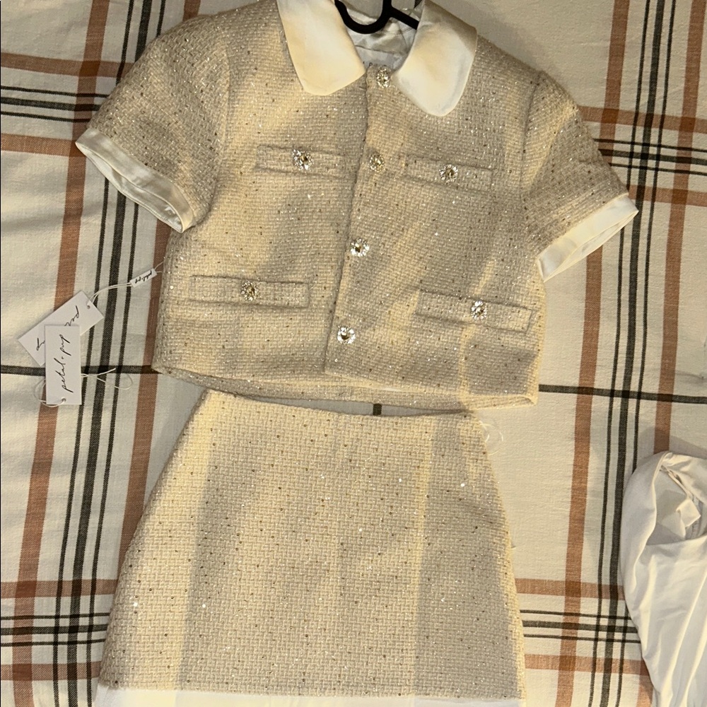 Petal & Pup Cream Tweed Set